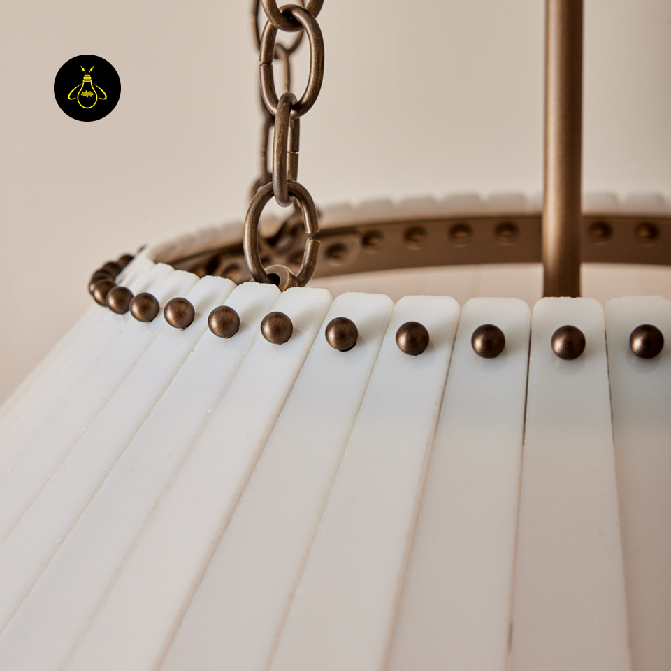 Milk Glass Chandelier – Antique Brass Design | Hanging Chandelier for Dining & Living Room | Jagmag Lights