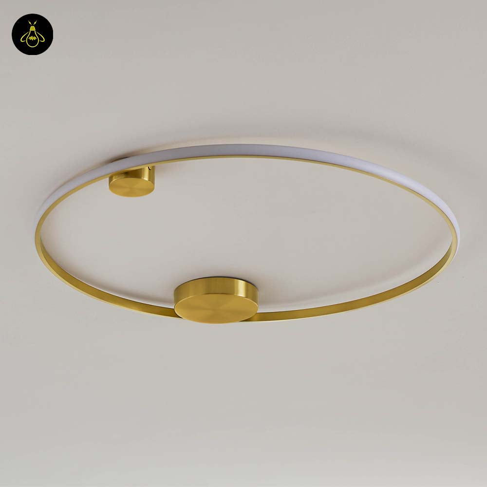 Brass Finish Metal LED Ceiling/Wall Light – Ultra-Minimalist Circle | Dimmable Lighting for Living, Dining & Bedroom | Jagmag Lights