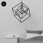 Stainless Steel Metal Pendant Light – Black Cage Design | Metal Pendant Light for Living Room, Dining Room | Jagmag Lights