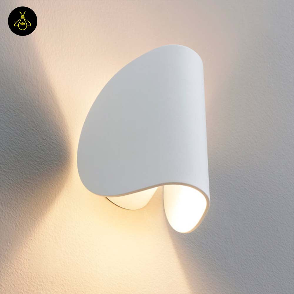 White Aluminum LED Wall Light – Spiral Ribbon IP54 | Wall Lighting for Living Room, Hallways | Jagmag Lights