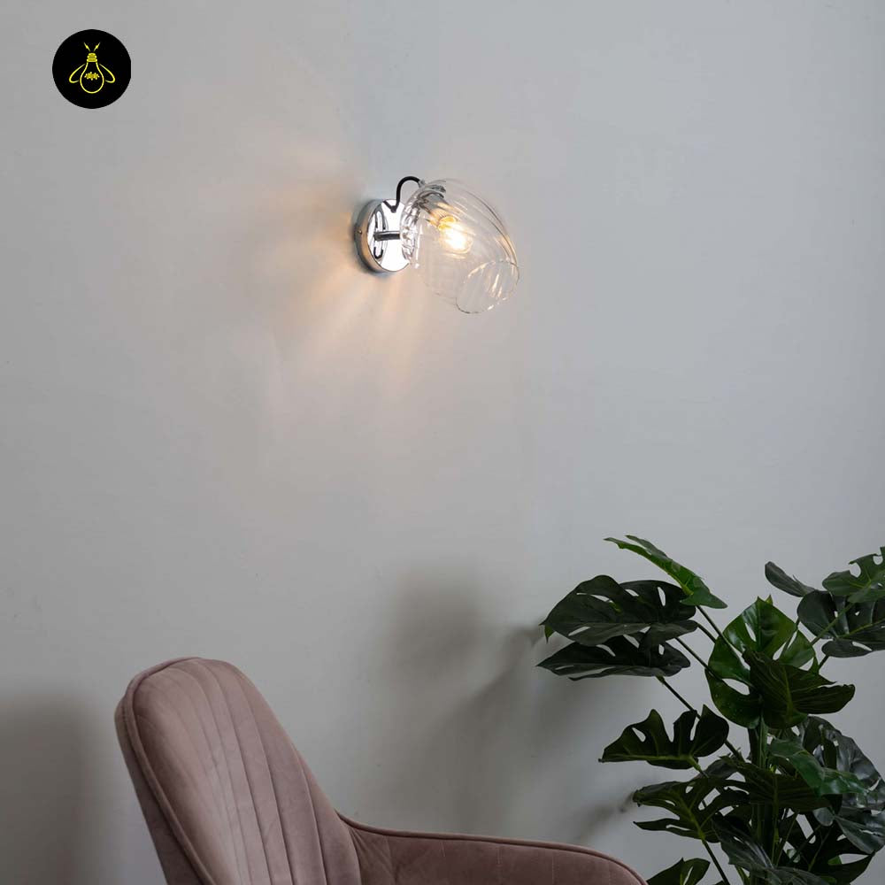 Textured Glass Wall Light – Clear Finish | Decorative Wall Light for Living Rooms, Hallways | Jagmag Lights