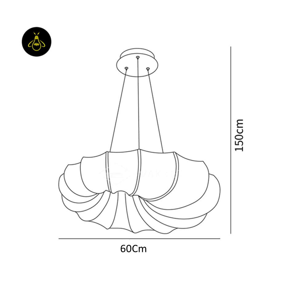 Handcrafted Fabric Pendant Light – White Shade in 50 cm, 60 cm & 90 cm | Living & Dining Light | Jagmag Lights