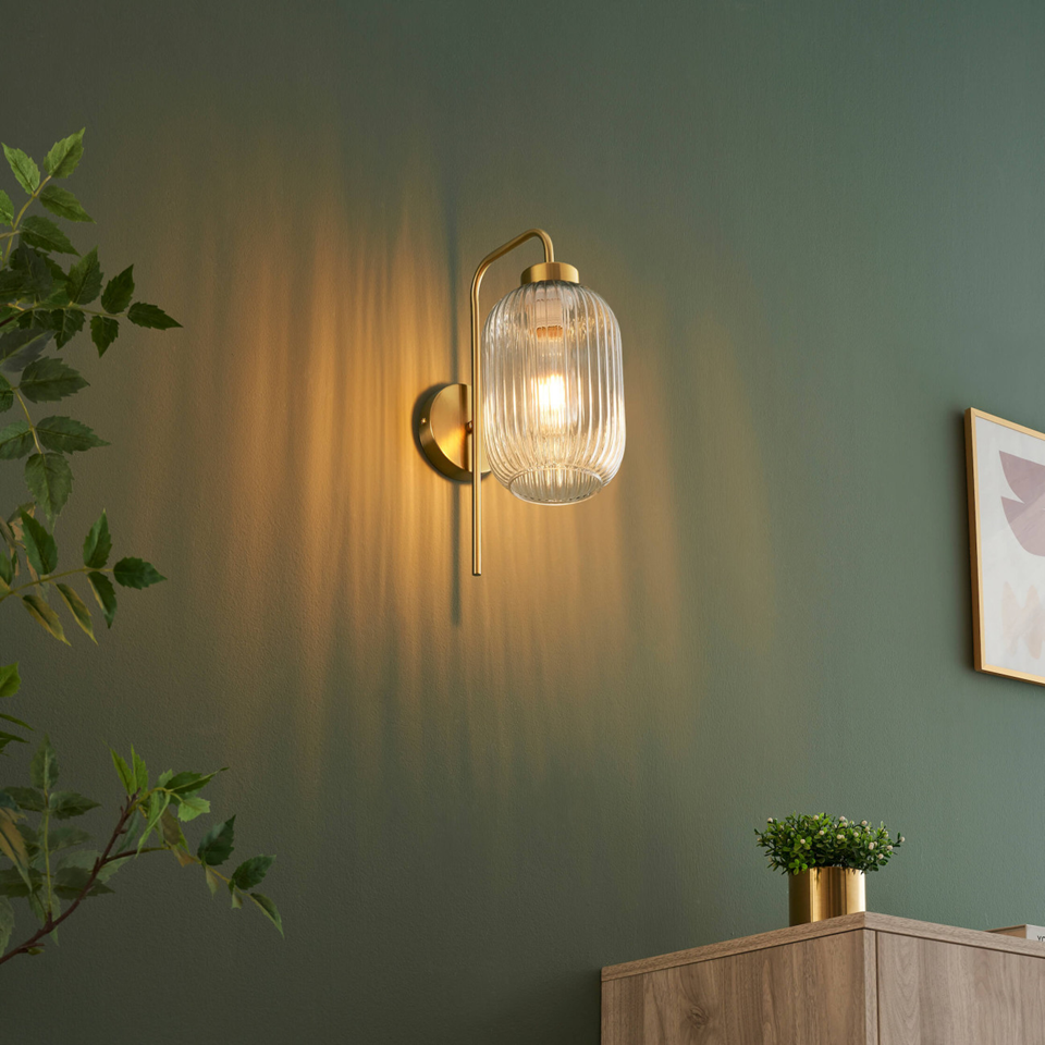 Fluted Glass Wall Light – Vintage Golden Chandelier Light | Wall Light for Living & Bedroom | Jagmag Lights