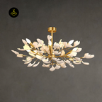 Leaf Chandelier – Gingko J Ceramic and Brass Statement Fixture | Jagmag Lights