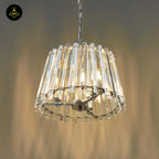 Crystal Glass Pendant Light – Trapezoid Design With Silver Finish | Elegant Hanging Light for Living Room, Dining, Bedroom | Jagmag Lights