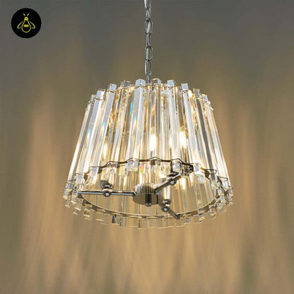 Crystal Glass Pendant Light – Trapezoid Design With Silver Finish | Elegant Hanging Light for Living Room, Dining, Bedroom | Jagmag Lights