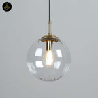 Glass Suspension Ball Pendant – Ribbed Smoked Finish | Decorative Pendant for Living & Dining Rooms | Jagmag Lights