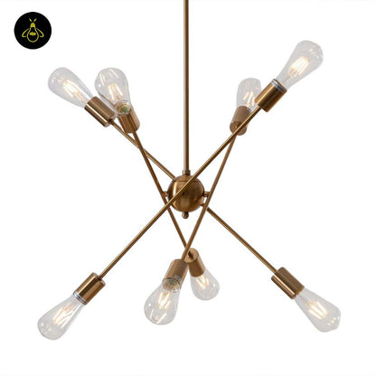 Brass & Glass Pendant Light – Modern Linear Rods | Industrial Pendant for Dining, Living | Jagmag Lights