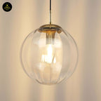 Glass Suspension Ball Pendant – Ribbed Smoked Finish | Decorative Pendant for Living & Dining Rooms | Jagmag Lights