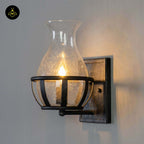 Glass & Metal Wall Light – Black Industrial Vase | Corridor & Living Room Lighting | Jagmag Lights