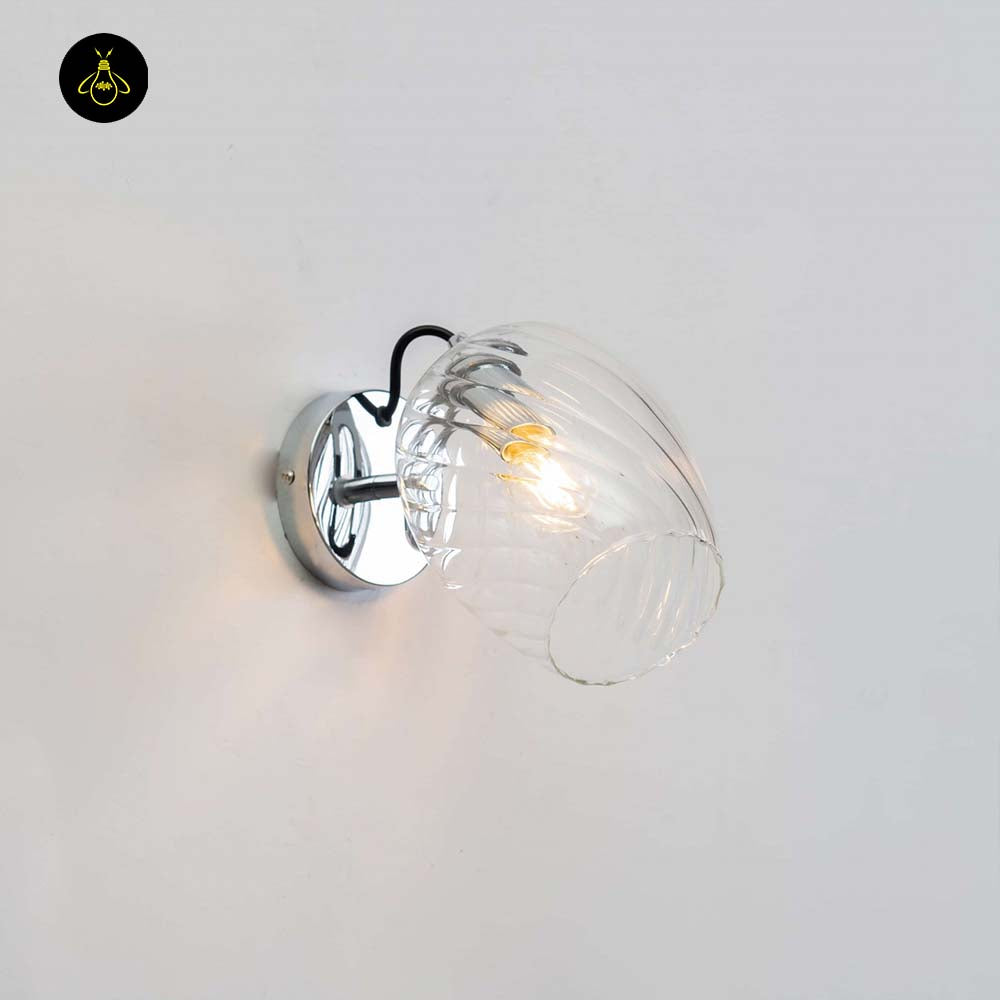 Textured Glass Wall Light – Clear Finish | Decorative Wall Light for Living Rooms, Hallways | Jagmag Lights