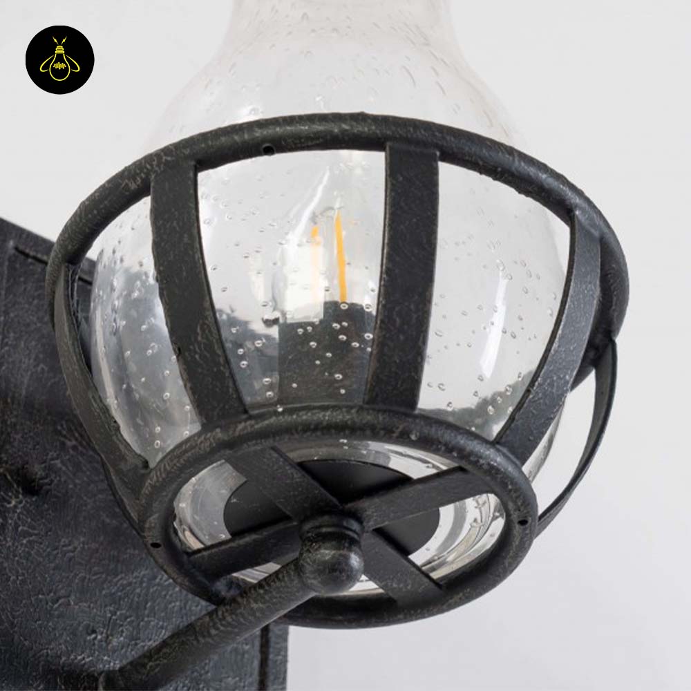 Glass & Metal Wall Light – Black Industrial Vase | Corridor & Living Room Lighting | Jagmag Lights