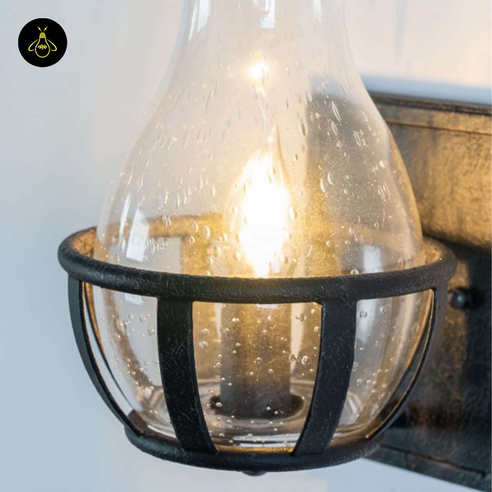 Glass & Metal Wall Light – Black Industrial Vase | Corridor & Living Room Lighting | Jagmag Lights