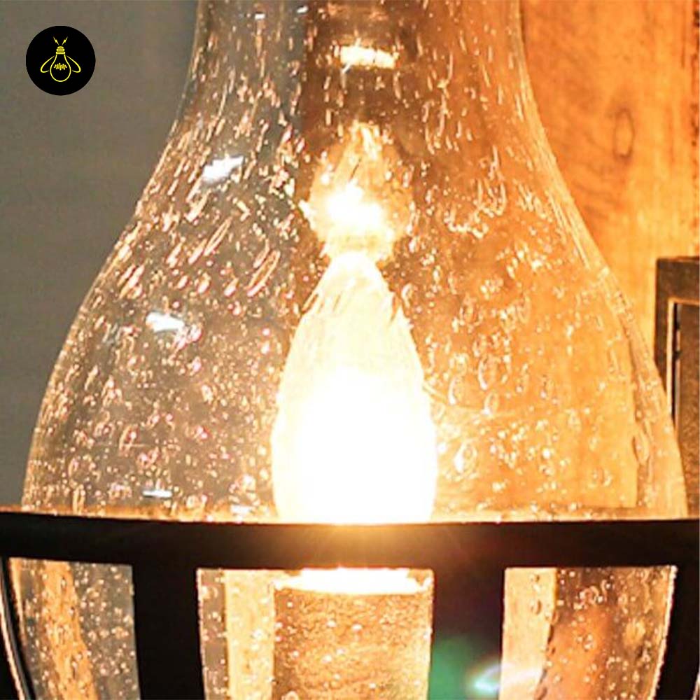 Glass & Metal Wall Light – Black Industrial Vase | Corridor & Living Room Lighting | Jagmag Lights