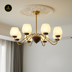 Aurorium Hallway Chandelier with Globe Glass Shades | Gold & Walnut Finish | Jagmag Lights
