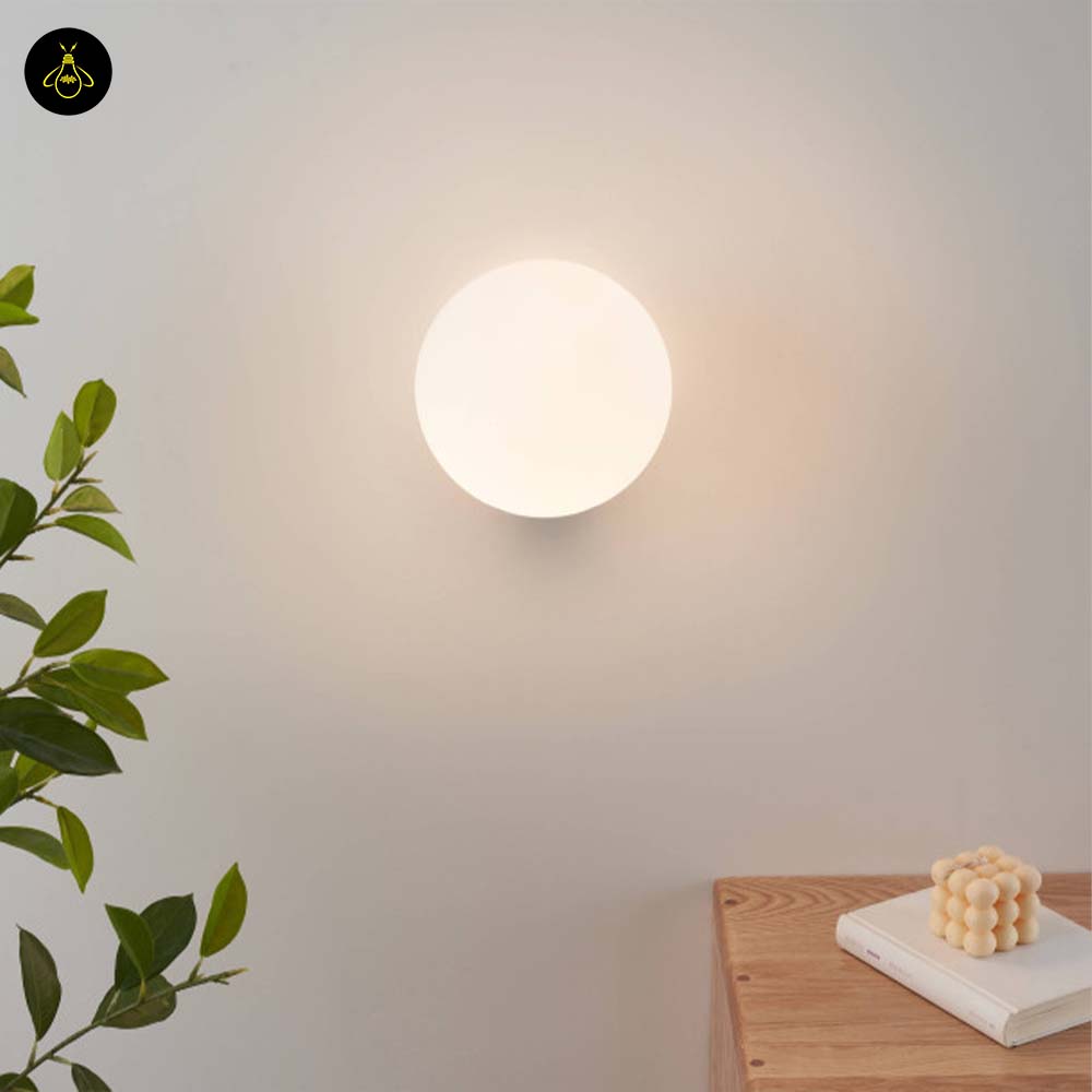 Glass Ball Wall Light – Minimal Gold Base | Minimalist Wall Lamp for Living Room, Bedroom | Jagmag Lights