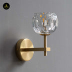 Gold Metal & Glass Wall Lamp – Geometric Clear Finish | Decorative Lighting for Living Room, Bedroom, Hallway | Jagmag Lights