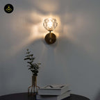 Gold Metal & Glass Wall Lamp – Geometric Clear Finish | Decorative Lighting for Living Room, Bedroom, Hallway | Jagmag Lights