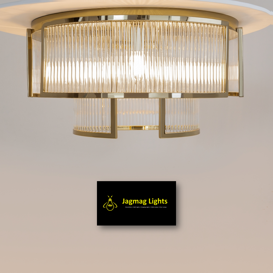 Fluted Glass Chandelier – 9-Light Modern Gold Ceiling Lamp | Jagmag Lights