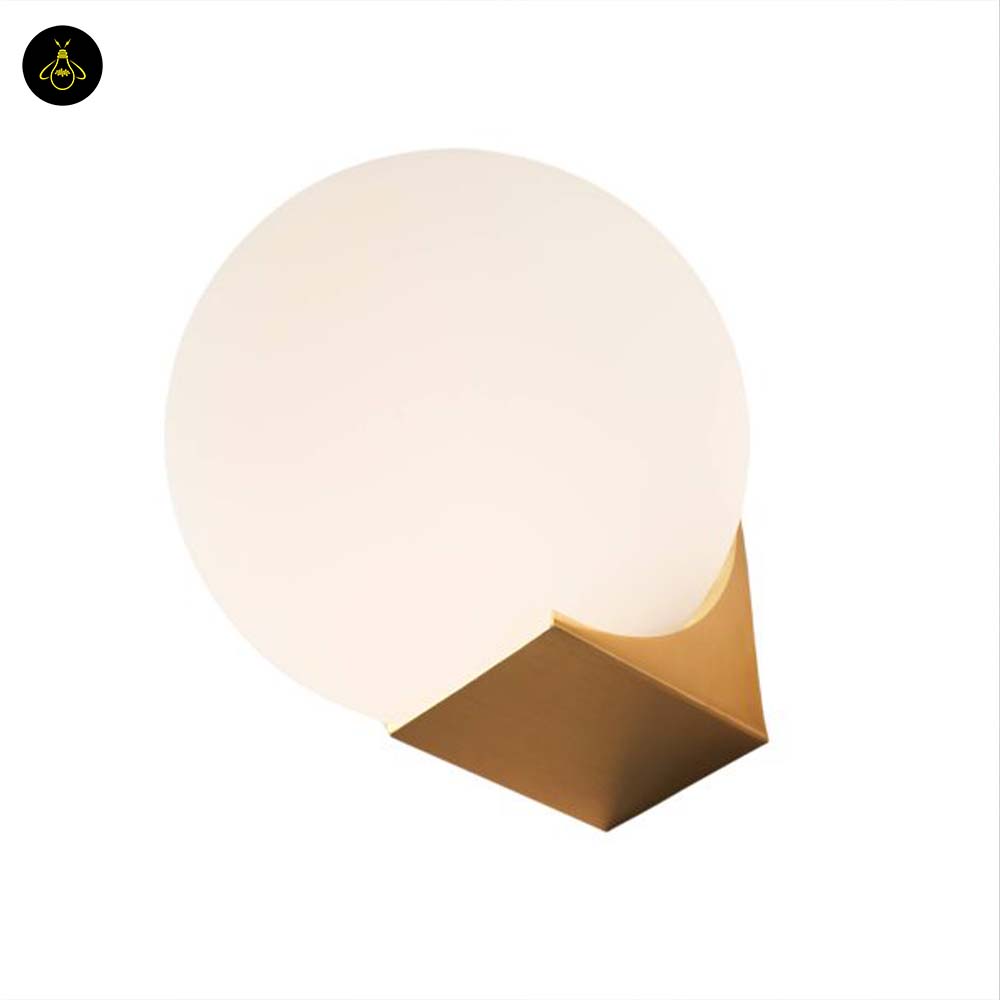 Glass Ball Wall Light – Minimal Gold Base | Minimalist Wall Lamp for Living Room, Bedroom | Jagmag Lights