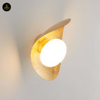 Gold Leaf Metal & Glass Wall Light – Oval Design | LED Wall Lighting for Living Room, Bedroom, Hallway | Jagmag Lights
