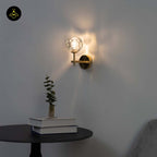 Gold Metal & Glass Wall Lamp – Geometric Clear Finish | Decorative Lighting for Living Room, Bedroom, Hallway | Jagmag Lights