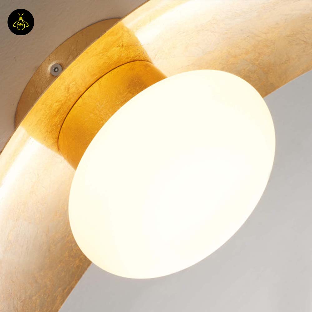 Gold Leaf Metal & Glass Wall Light – Oval Design | LED Wall Lighting for Living Room, Bedroom, Hallway | Jagmag Lights