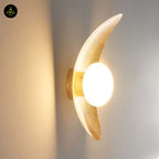 Gold Leaf Metal & Glass Wall Light – Oval Design | LED Wall Lighting for Living Room, Bedroom, Hallway | Jagmag Lights