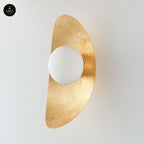 Gold Leaf Metal & Glass Wall Light – Oval Design | LED Wall Lighting for Living Room, Bedroom, Hallway | Jagmag Lights