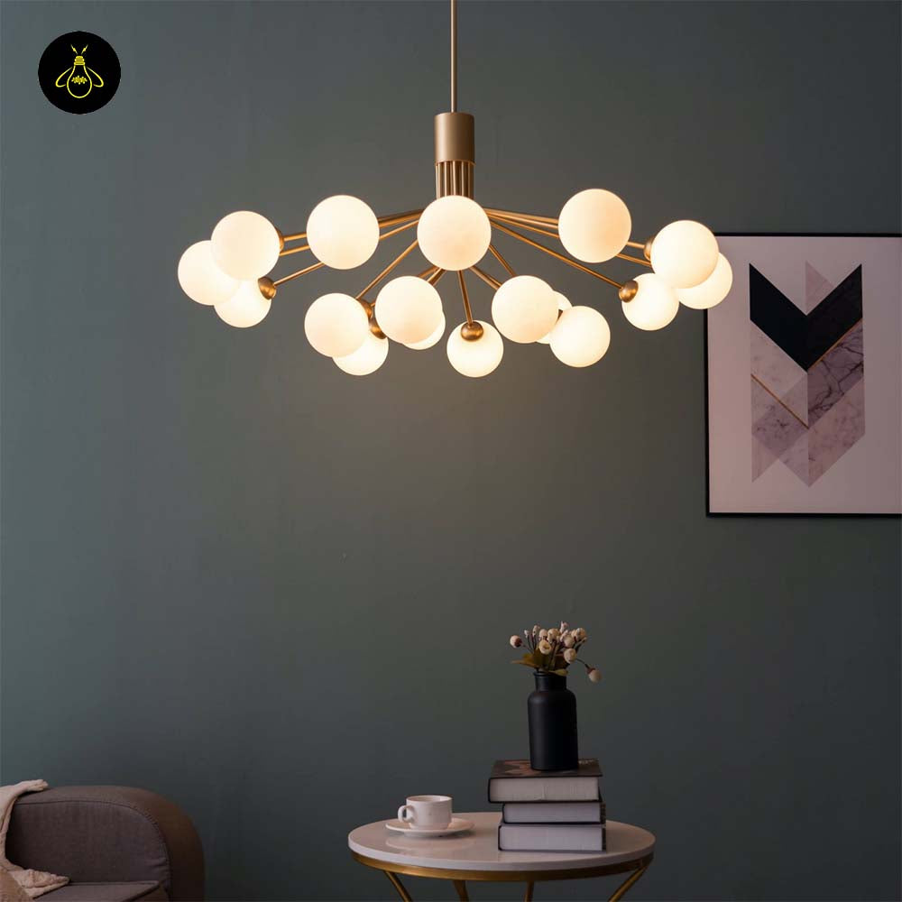 Gold Plated Pendant Lamp – Elegant 18 Ball Design | Decorative Lighting for Living Room, Dining | Jagmag Lights
