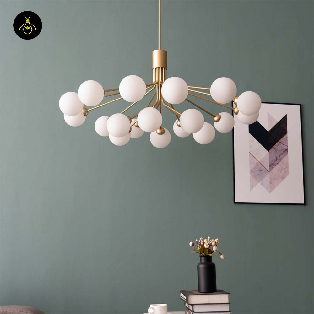 Gold Plated Pendant Lamp – Elegant 18 Ball Design | Decorative Lighting for Living Room, Dining | Jagmag Lights