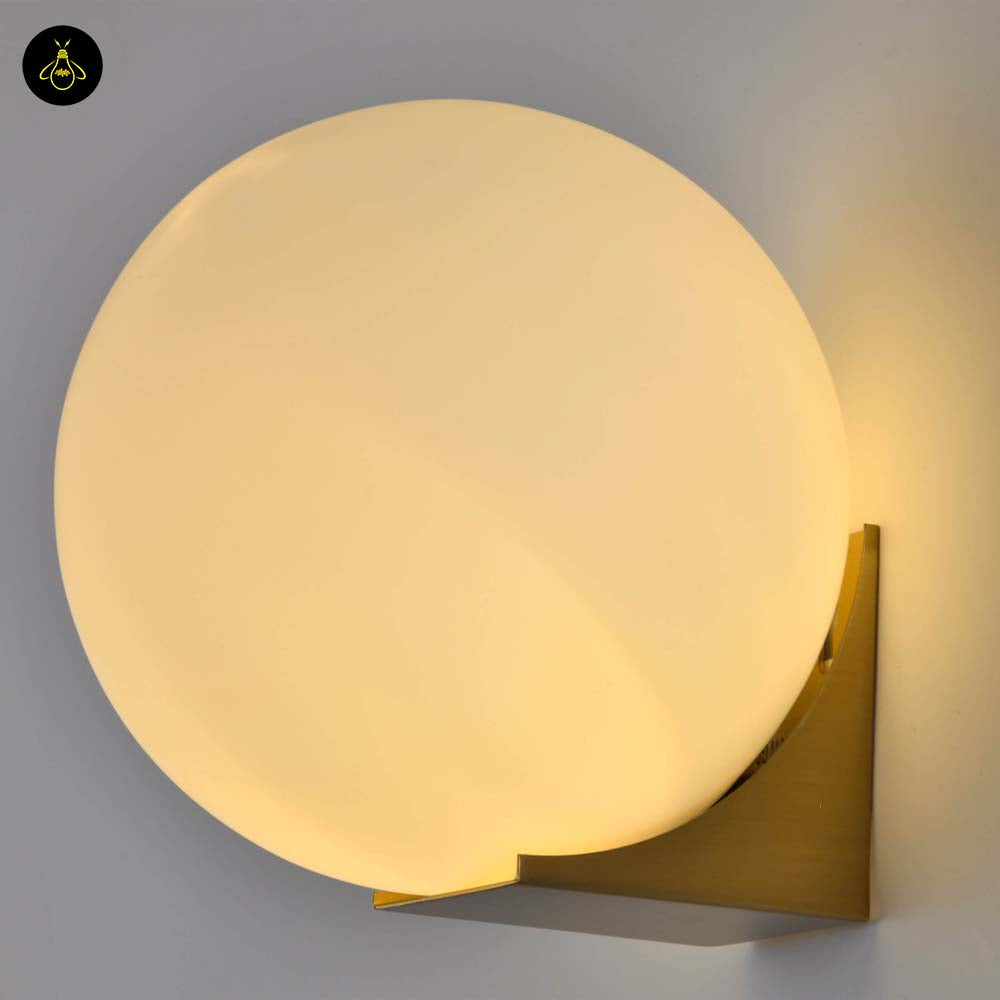 Glass Ball Wall Light – Minimal Gold Base | Minimalist Wall Lamp for Living Room, Bedroom | Jagmag Lights