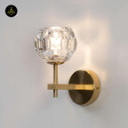 Gold Metal & Glass Wall Lamp – Geometric Clear Finish | Decorative Lighting for Living Room, Bedroom, Hallway | Jagmag Lights