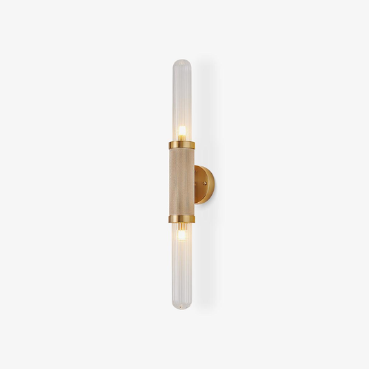 Jagmag Gold Wall Sconce with Clear Cylindrical Glass Shade, 29.9" Height, Modern Indoor Light