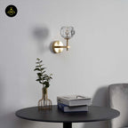 Gold Metal & Glass Wall Lamp – Geometric Clear Finish | Decorative Lighting for Living Room, Bedroom, Hallway | Jagmag Lights