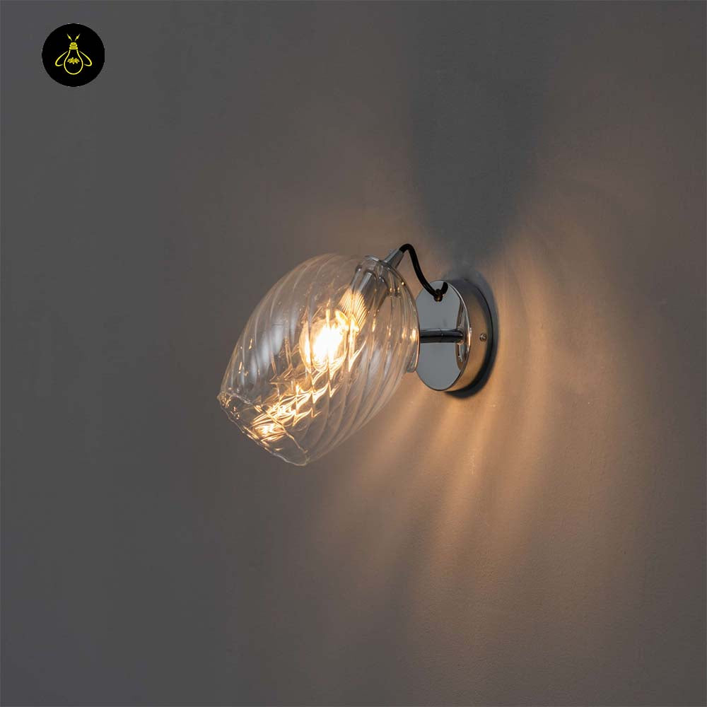 Textured Glass Wall Light – Clear Finish | Decorative Wall Light for Living Rooms, Hallways | Jagmag Lights