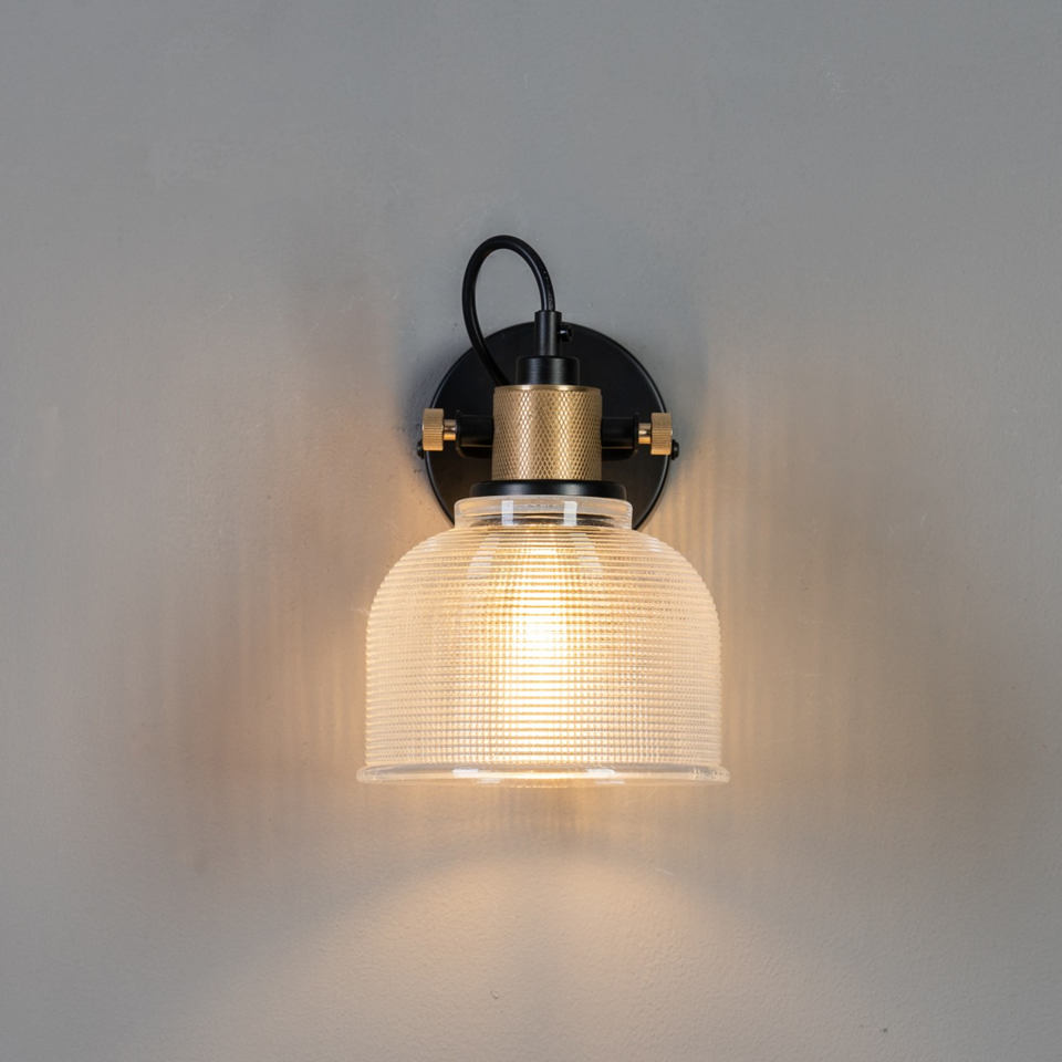 Textured Amber Glass Bell Wall Light – Rustic Vintage | Glass Wall Light for Dining & Hallway | Jagmag Lights