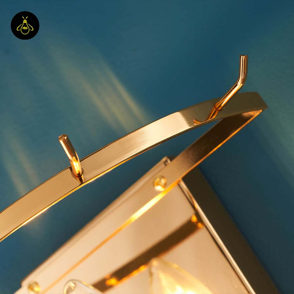 Brass & Opaline Glass Wall Lamp – Gold Oval Frame | Crystal Pendant Light for Halls & Bedrooms | Jagmag Lights