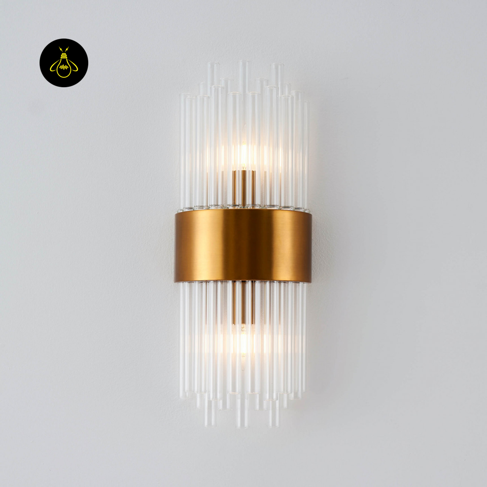 Gold-Plated Art Deco Glass Wall Lamp – Almeria Sconce | crystal glass wall light for Living & Hallway | Jagmag Lights