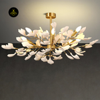 Leaf Chandelier – Gingko J Ceramic and Brass Statement Fixture | Jagmag Lights