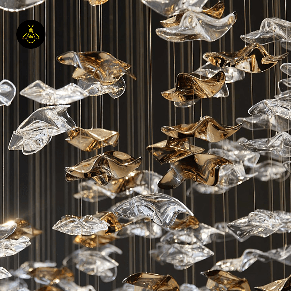 Jagmag Lights Cascading Wave Chandelier with Integrated LED, 29.5″ Diameter, for Living Room or Dining Room - Fancy and Decorative lights - Brand name jagmag lights