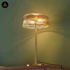 Brass and Ribbed Amber Glass Table Lamp – Vintage Design | Vintage Table Lamp for Living Room, Bedroom | Jagmag Lights