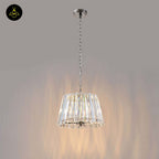 Crystal Glass Pendant Light – Trapezoid Design With Silver Finish | Elegant Hanging Light for Living Room, Dining, Bedroom | Jagmag Lights