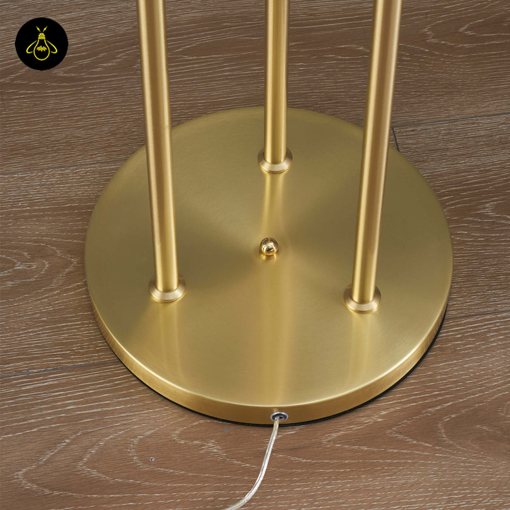 Stainless Steel Floor Lamp – Triple Amber Glass Design | Floor Lamp for Living Room, Bedroom | Jagmag Lights