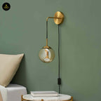 Golden Glass Wall Lamp – Brass Finish | Wall Sconce for Living Room & Bedroom | Jagmag Lights