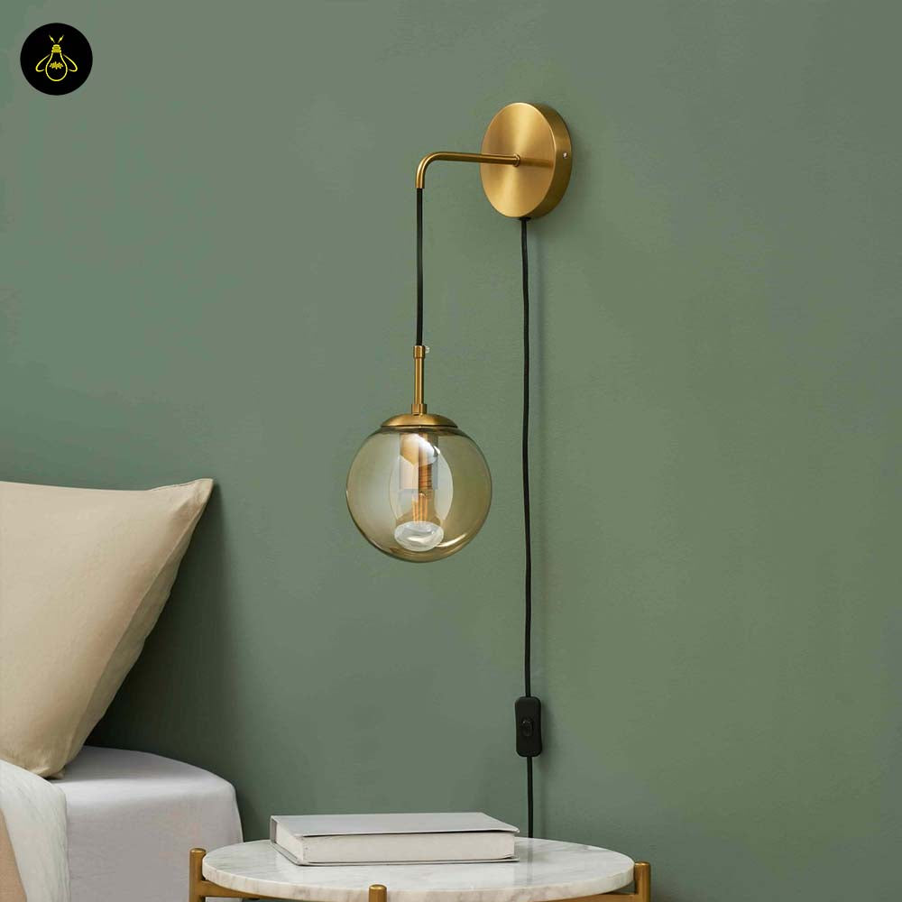 Golden Glass Wall Lamp – Brass Finish | Wall Sconce for Living Room & Bedroom | Jagmag Lights