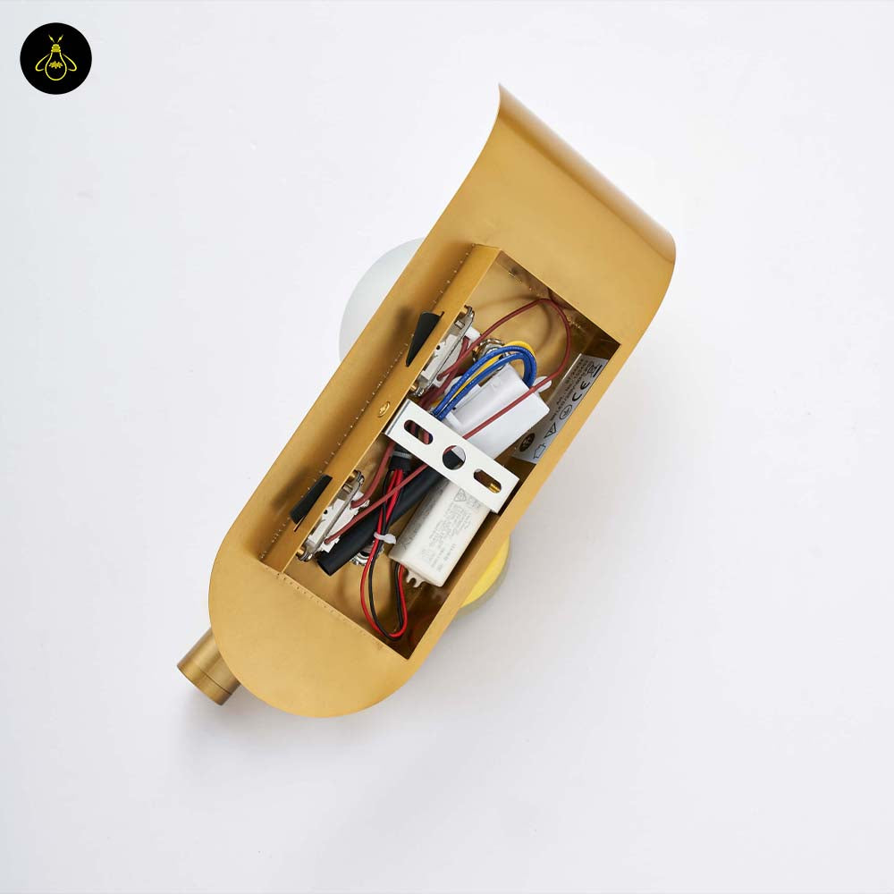 Elegant Gold Metal Wall Lamp – Glass Globe Opal Finish | Wall Light for Bedrooms, Living Rooms, Hotels | Jagmag Lights