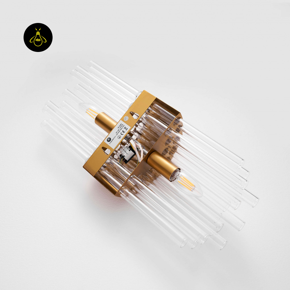 Gold-Plated Art Deco Glass Wall Lamp – Almeria Sconce | crystal glass wall light for Living & Hallway | Jagmag Lights