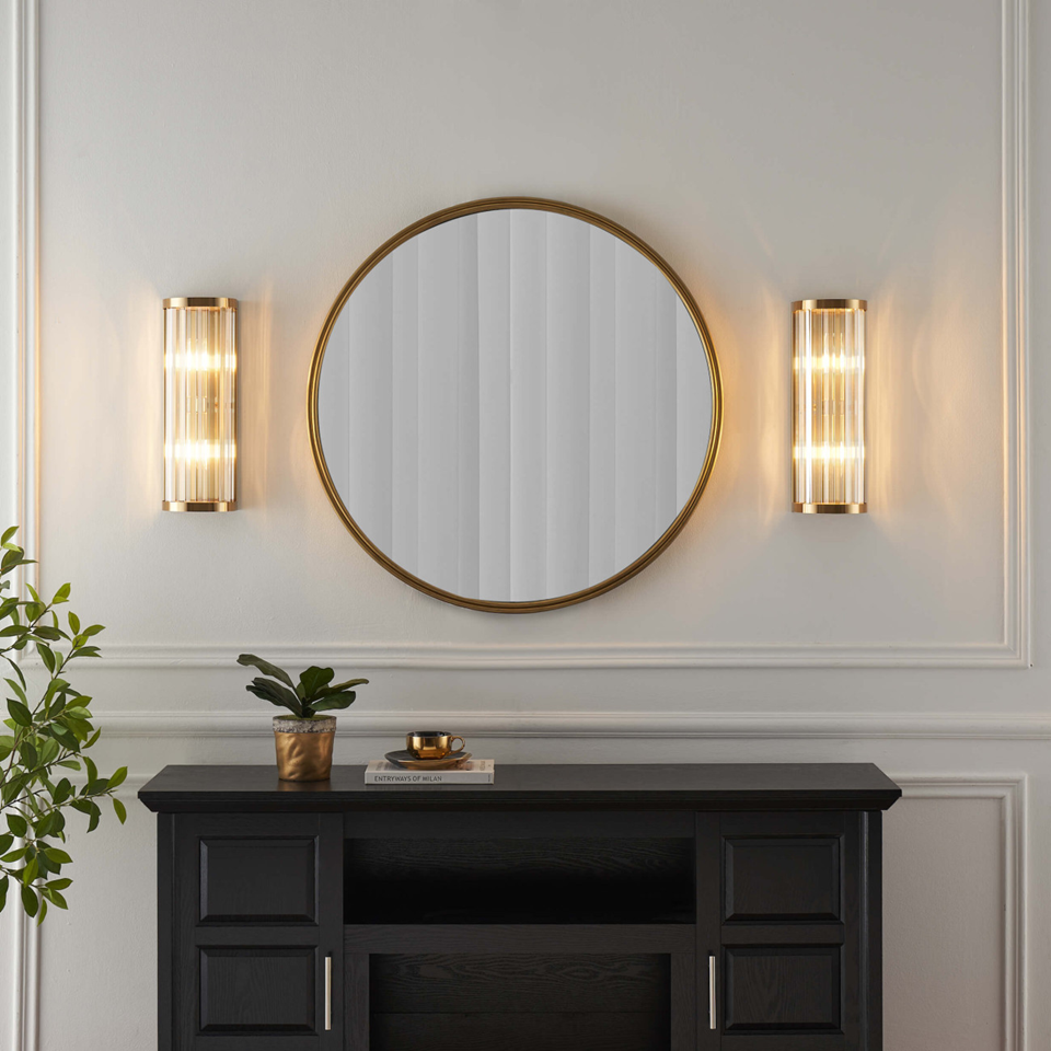 Half‑Cylindrical Ribbed Glass Wall Light – Transparent Pendants | Ribbed Glass Wall Light for Living & Bedroom | Jagmag Lights