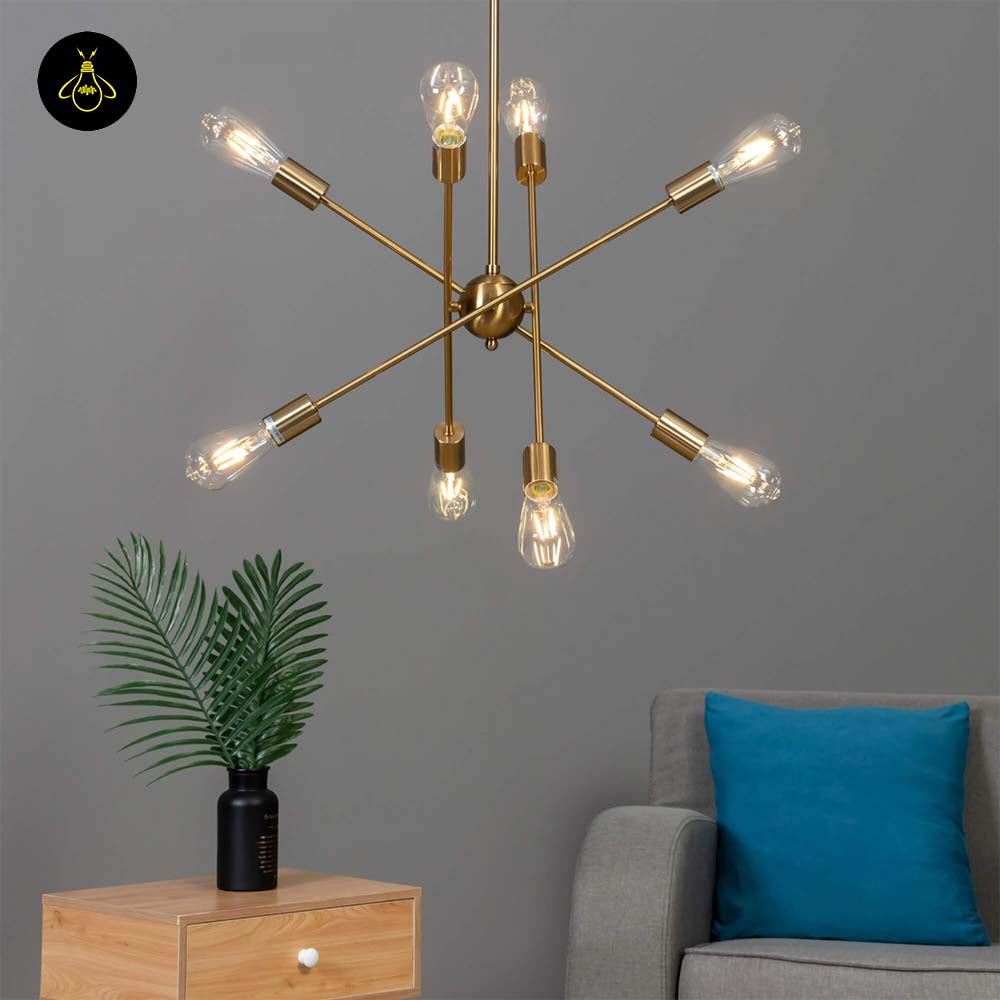 Brass & Glass Pendant Light – Modern Linear Rods | Industrial Pendant for Dining, Living | Jagmag Lights